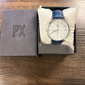 PX Henry Navy Blue Leather Strap Mens Watch
